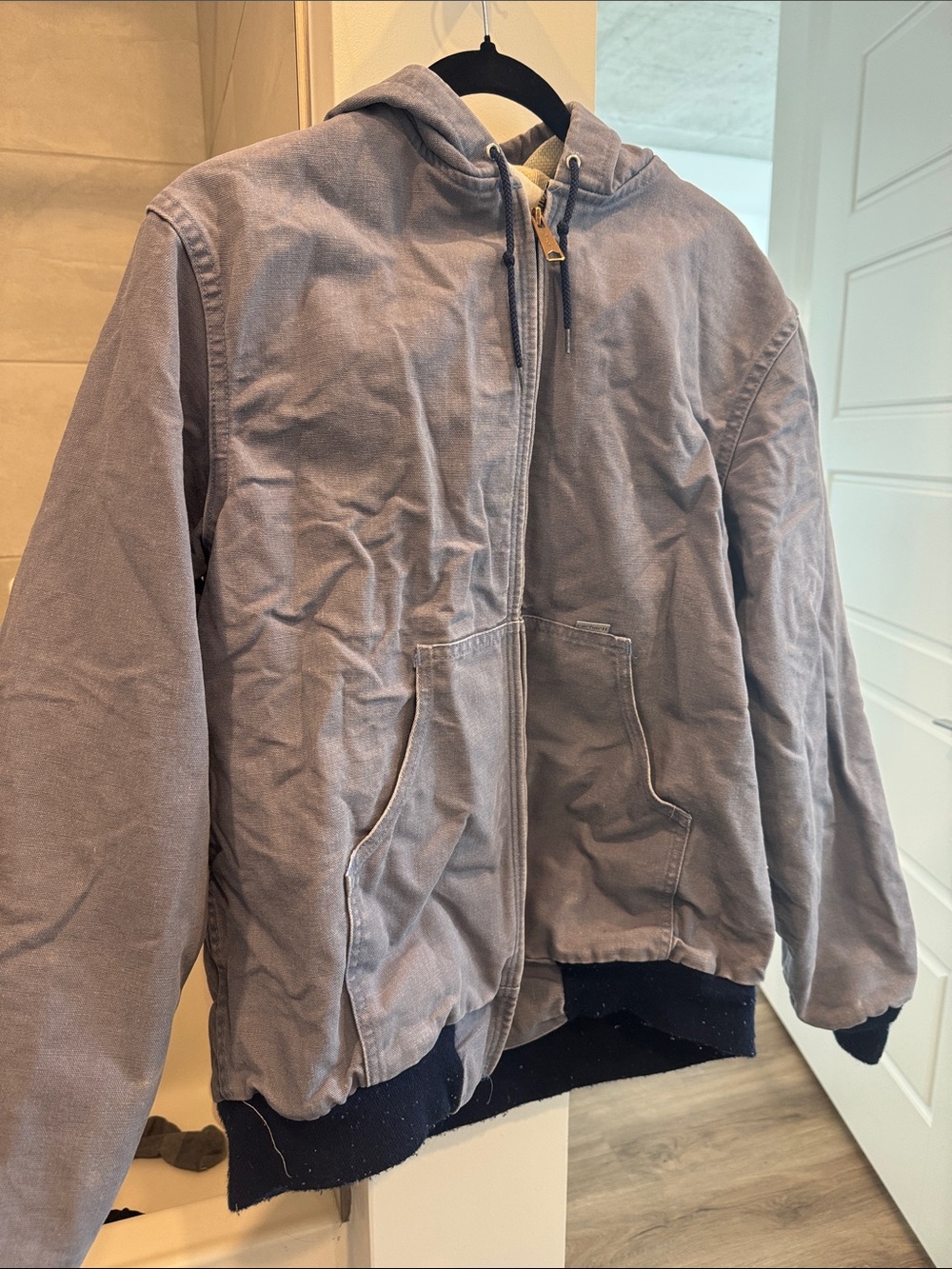 Carhartt Men's Hooded Zip Jacket in Faded Blue-Gray